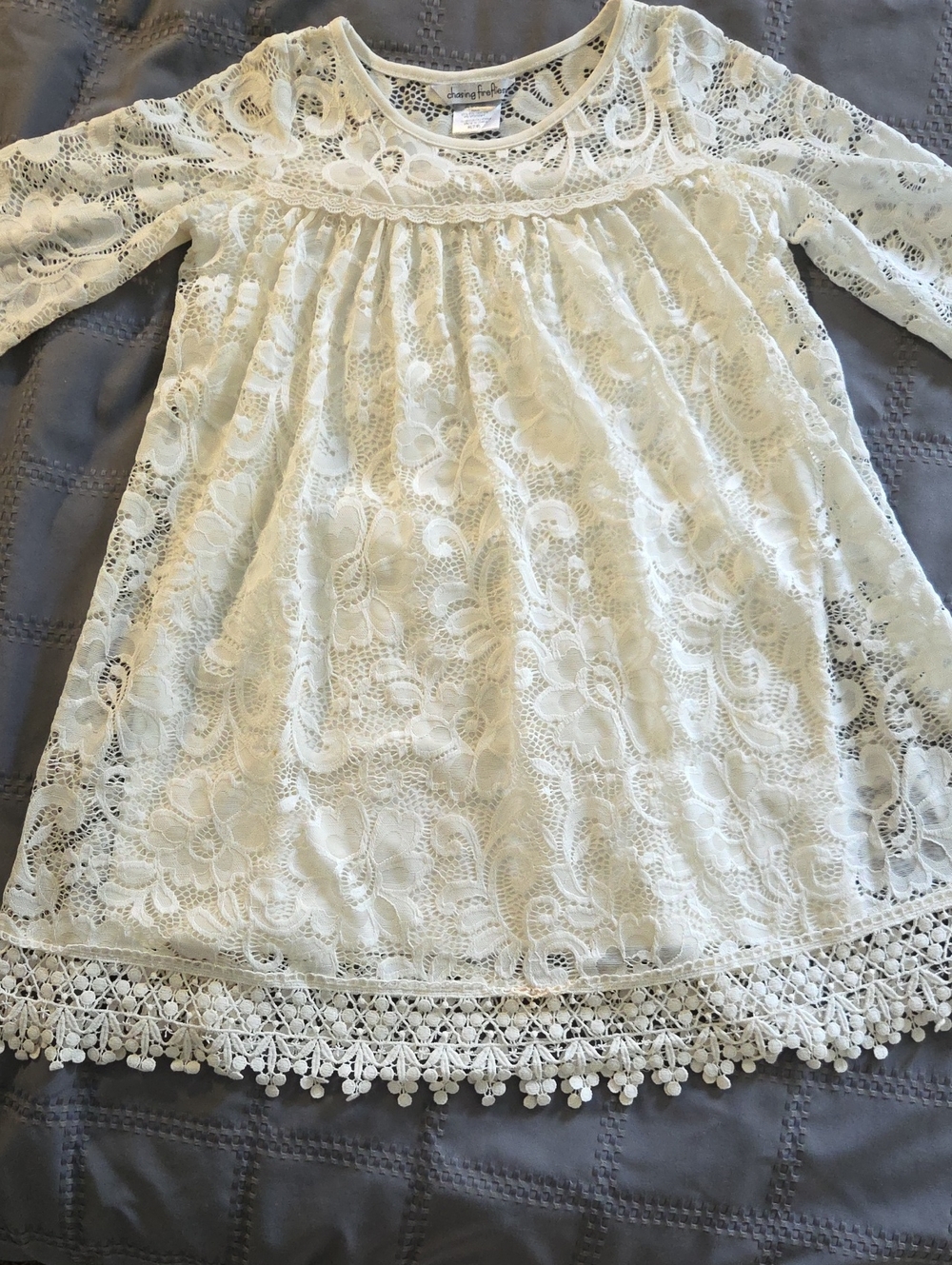 Chasing Fireflies Cream Lace Girls Dress, Sz M (7/8)